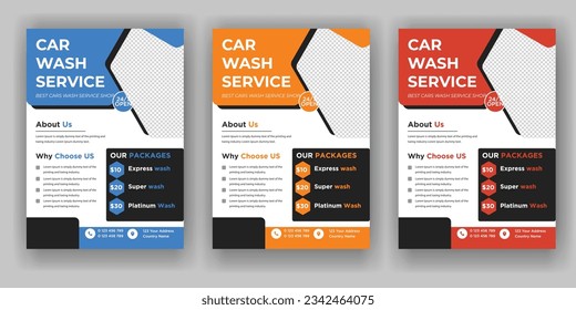 Creative Car Wash Flyer set, Abstract design carwash flyer bundle, Car Detailing, Auto Detailing Flyer, Car Wash poster templates