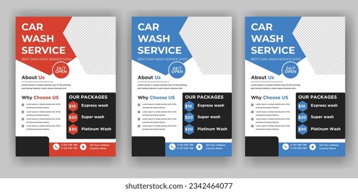 Creative Car Wash Flyer set, Abstract design carwash flyer bundle, Car Detailing, Auto Detailing Flyer, Car Wash poster templates