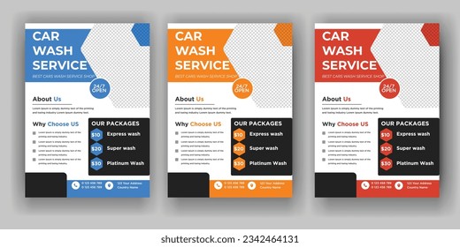 Creative Car Wash Flieger Set, Abstraktes Design Carwash-Flyer-Bundle, Auto Detection, Auto Detection Flyer, Kartenwaschplakate