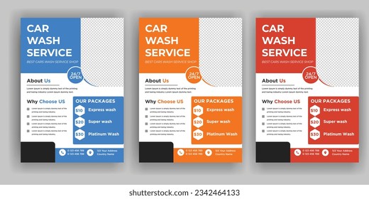 Creative Car Wash Flyer set, Abstract design carwash flyer bundle, Car Detailing, Auto Detailing Flyer, Car Wash poster templates