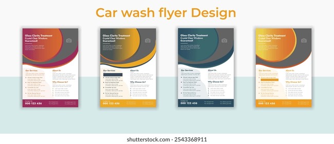 Paquete moderno de la Plantilla del diseño del volante del lavado de coche creativo, disposición profesional del servicio del lavado de coche, diseño del servicio de limpieza del coche