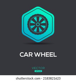 Creative (Car wheel) Icon, Vector sign.