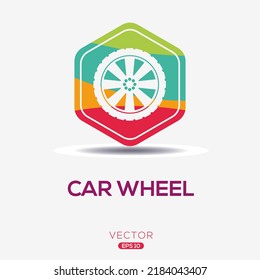 Creative (Car wheel) Icon, Vector sign.