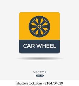 Creative (Car wheel) Icon, Vector sign.
