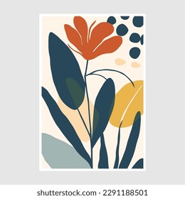 Creative card with abstract floral design. Vector illustration in flat style.wall art print
