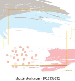 Creative card with abstract geometric frame background.Trendy hipster style. Usable for greeting cards, invitations, poster, flyer, brochure, sticker, planner or cover