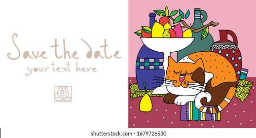 Creative card with cute illustration and space for text