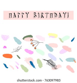 Creative Card with hand drawn confetti brush smears. Artistic background for greeting cards, invitations, wedding, headers, covers, brochures, birthday, anniversary, Valentine's Day. Vector