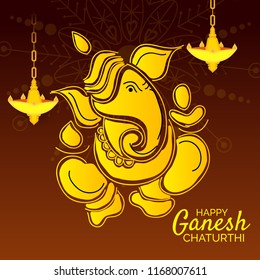 Creative card And poster, background of lord Ganesh for festival of ganesh chaturthi Celebration.