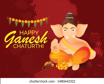 Creative card And poster or background of lord Ganesh for festival of Ganesh Chaturthi Celebration.
