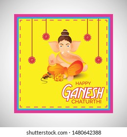 Creative card And poster or background of lord Ganesh for festival of Ganesh Chaturthi Celebration.