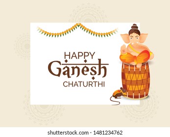 Creative card And poster, background of lord Ganesh for festival of ganesh chaturthi Celebration.