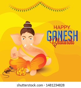 Creative card And poster, background of lord Ganesh for festival of ganesh chaturthi Celebration.