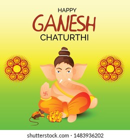 Creative card And poster, background of lord Ganesh for festival of ganesh chaturthi Celebration.