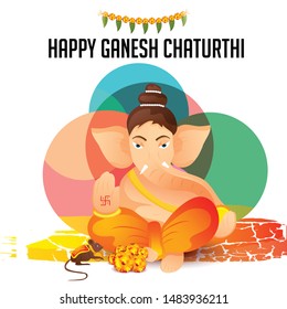 Creative card And poster, background of lord Ganesh for festival of ganesh chaturthi Celebration.