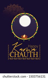 carné creativo y afiche de Karwa Chauth o Karwa Chauth Poojan con un agradable fondo