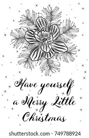 Creative card or poster for Christmas illustration. Template for Greeting flyer, Congratulations, Invitations. Hand drawn vector.