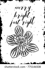 Creative card or poster for Christmas illustration. Template for Greeting flyer, Congratulations, Invitations. Hand drawn vector.