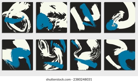 creative card set, abstract grungy brush strokes