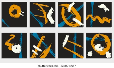 creative card set, abstract grungy brush strokes