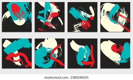 creative card set, abstract grungy brush strokes