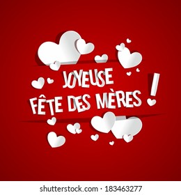 Creative Card with text Happy Mother's Day written in French, with Hearts vector illustration