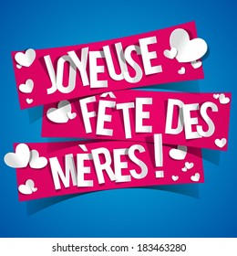 Creative Card with text Happy Mother's Day written in French, with Hearts vector illustration