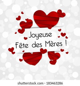 Creative Card with text Happy Mother's Day written in French, with Hearts vector illustration