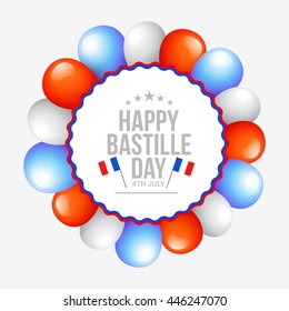 Creative card,banner or poster for the French National Day.Happy Bastille Day.