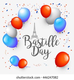 Creative card,banner or poster for the French National Day.Happy Bastille Day.