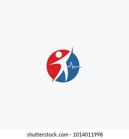 Creative Cardiology Logo With EKG Line And Human, Icon Logo Design Template
