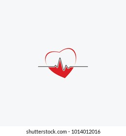 Creative Cardiology Logo With EKG Line And Love, Icon Logo Design Template