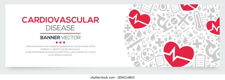 Creative (Cardiovascular) disease Banner Word with Icons ,Vector illustration.	