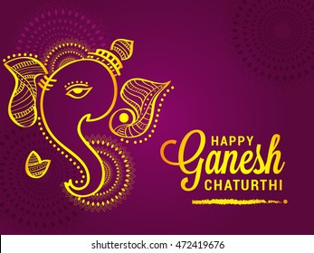 Creative card,poster or banner for festival of ganesh chaturthi celebration.