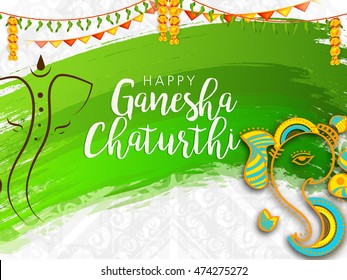 Creative card,poster or banner for festival of ganesh chaturthi celebration.