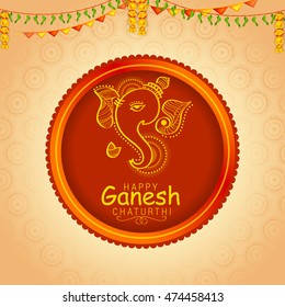 Creative card,poster or banner for festival of ganesh chaturthi celebration.