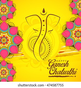 Creative card,poster or banner for festival of ganesh chaturthi celebration.
