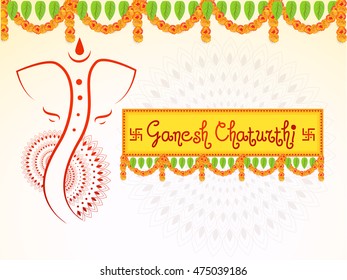 Creative card,poster or banner for festival of ganesh chaturthi celebration.