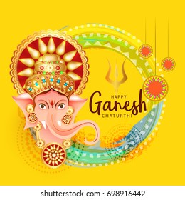 Creative Card,Poster Or Banner For Festival Of Ganesh Chaturthi Celebration.