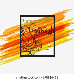 Creative Card,Poster Or Banner For Festival Of Ganesh Chaturthi Celebration.