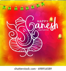 Creative Card,Poster Or Banner For Festival Of Ganesh Chaturthi Celebration.