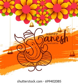 Creative Card,Poster Or Banner For Festival Of Ganesh Chaturthi Celebration.