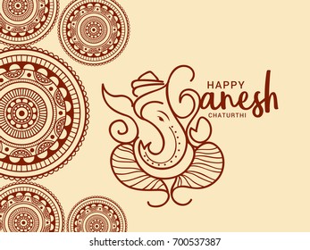 Creative Card,Poster Or Banner For Festival Of Ganesh Chaturthi Celebration.