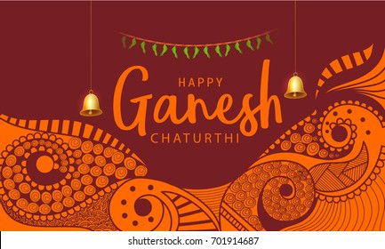 Creative Card,Poster Or Banner For Festival Of Ganesh Chaturthi Celebration.