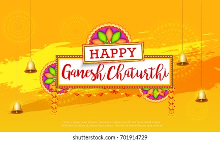 Creative Card,Poster Or Banner For Festival Of Ganesh Chaturthi Celebration.