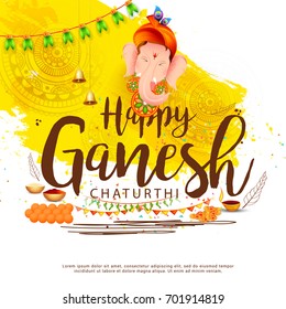 Creative Card,Poster Or Banner For Festival Of Ganesh Chaturthi Celebration.