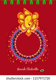 Creative card,poster or banner for festival of Indian festival ganesh chaturthi celebration with text of happy ganesh chaturthi and idol of lord ganesh.
