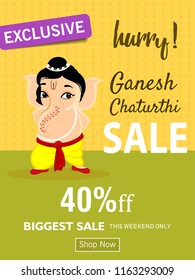 Creative card,poster or banner for festival of Indian festival ganesh chaturthi celebration with text of happy ganesh chaturthi and idol of lord ganesh.
