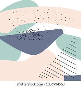 Creative cards with abstract geometric backgrounds. Trendy hipster style. Pastel pink, green colors. Contemporary art collage