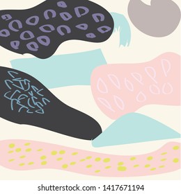 Creative cards with abstract geometric backgrounds. Trendy hipster style. Pastel pink, green colors. Contemporary art collage